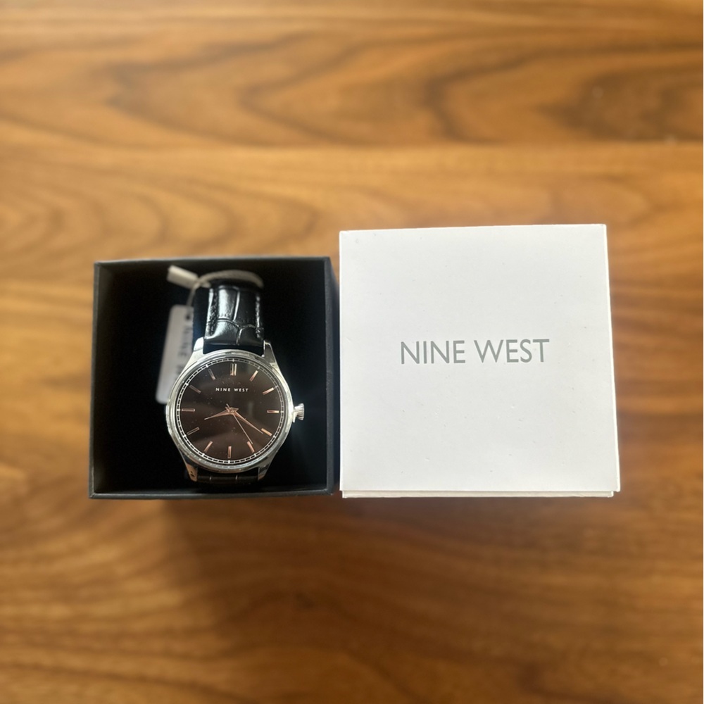 Nine West Silver and Black Men's Watch